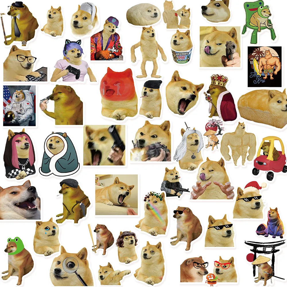 50PCS Creative European and American Emojis, Worry Dog Fun Dog Series