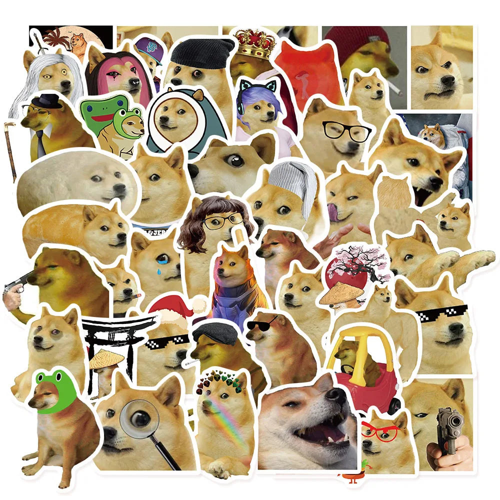 50PCS Creative European and American Emojis, Worry Dog Fun Dog Series