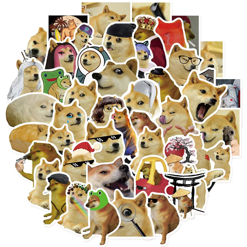 50PCS Creative European and American Emojis, Worry Dog Fun Dog Series